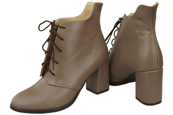 Obuv Dámské boty Cappuccino Dark Lace-up Winter Natural Leather 174 Od ElitaBut
