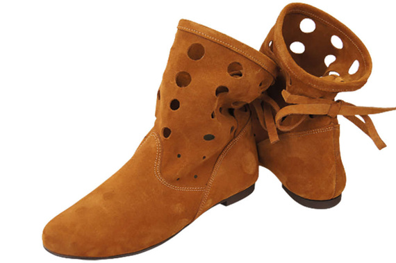 Obuv Dámské kozačky z přírodní kůže Velur Červená 160 ElitaBut