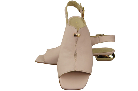 Pohodlná dámská obuv Sandály Powder Pink Flat Gold Heel Natural leather 207 ElitaBut