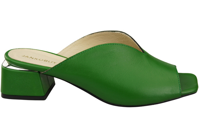 Dámské žabky na podpatku Zelená přírodní kůže 210 ElitaBut