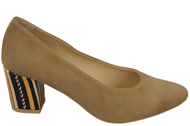 Dámská obuv Olive Natural Leather Suede Decorative Heel 158 With ElitaBut