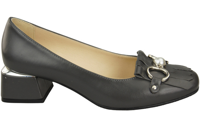 Dámská obuv Dámské lodičky se střapcem Graphite Natural leather 195 ElitaBut