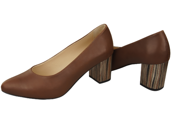 Dámská obuv Hnědá přírodní kůže s ozdobným podpatkem 157 ElitaBut