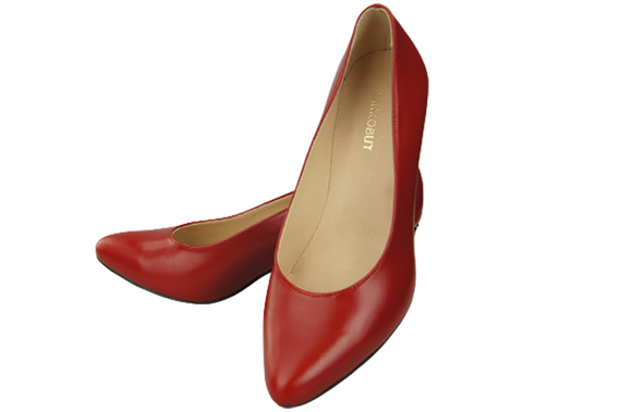 Dámská obuv Červené lodičky z přírodní kůže s ozdobným podpatkem 158 ElitaBut