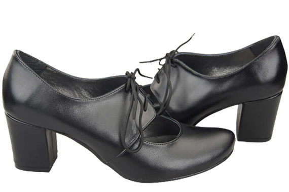 Obuv Dámské polobotky z přírodní kůže Černá 161 ElitaBut