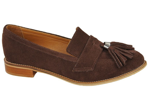 Dámské mokasíny z přírodní kůže Velour Chocolate 134 ElitaBut