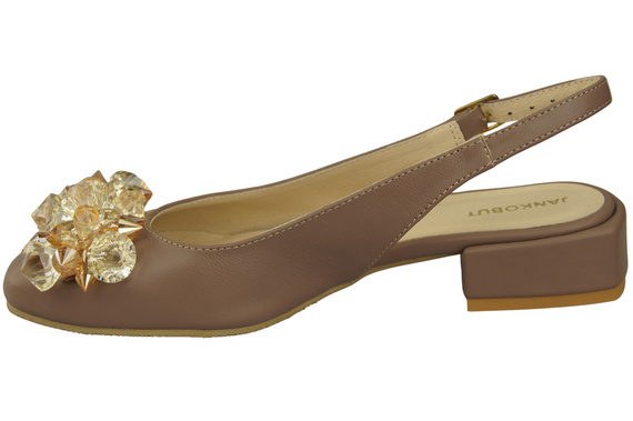 Dámská obuv Sandály Cappuccino Dark with Crystals Přírodní kůže 215 ElitaBut