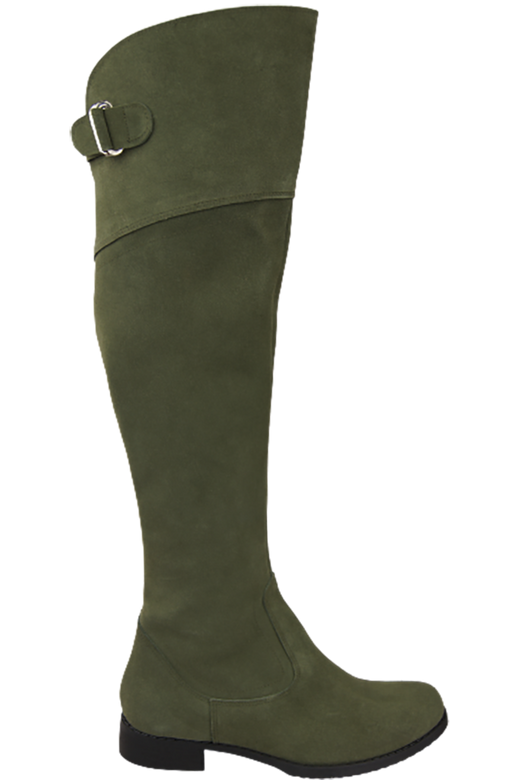 Dámské kozačky Kozačky Butelkowa Zielie Musketeers Vysoké nad kolena z přírodní kůže Velur 154 ElitaBut