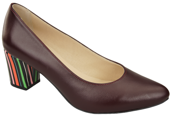 Dámské boty Bordó boty z přírodní kůže s ozdobným podpatkem 158 ElitaBut