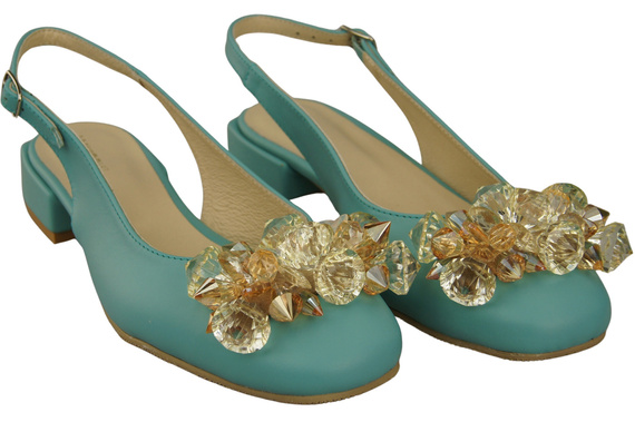 Dámská obuv Tyrkysové sandály s krystaly Přírodní kůže 215 ElitaBut