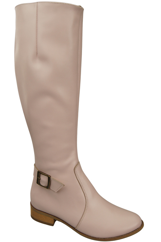 Dámské kožené kozačky Pudrově růžová zateplené oficerky, ploché 225 ElitaBut