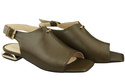 Pohodlné dámské sandály Olive Flat Gold Heel Natural Leather 207 ElitaBut