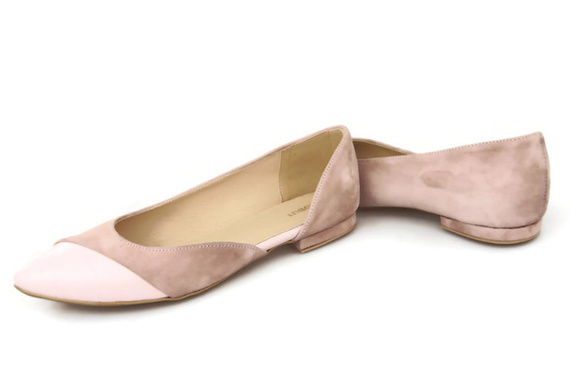 Dámské baleríny Powder Pink Suede Natural Leather 146 ElitaBut