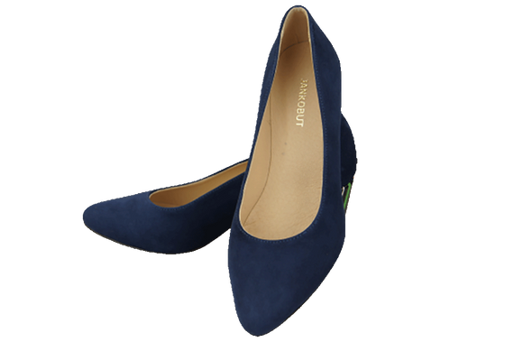 Dámská obuv Navy Blue Suede Leather Decorative Heel 158 With ElitaBut