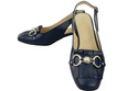 Dámská obuv Navy Blue Sandals Embellished with Fringed Natural Leather 208 ElitaBut