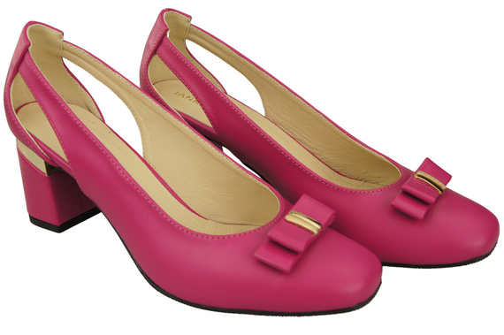 Boty Dámské fialové kožené lodičky s ozdobným podpatkem 199 ElitaBut