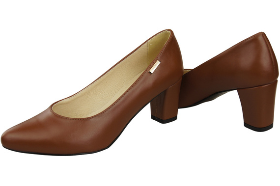 Klasické hladké boty Dámské hnědé lodičky z přírodní kůže 213 ElitaBut