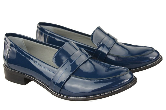 Dámská obuv Mokassins Přírodní kůže Námořnická modř lak 139 ElitaBut