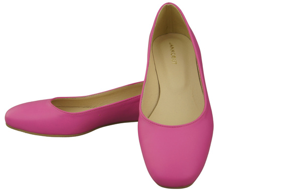 Dámská plochá obuv Fuchsiové lodičky Ozdobný podpatek Přírodní kůže 209 ElitaBut