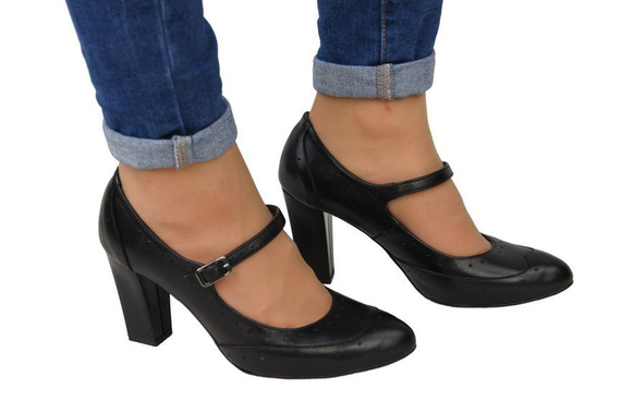 Dámská obuv Přírodní kožené lodičky Černá 958 ElitaBut