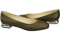 Plochá dámská obuv Olive Leather Decorative Heel Natural Leather 209 ElitaBut