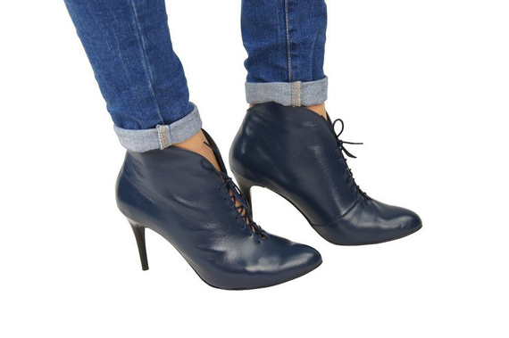 Dámské kozačky námořnická modrá Jaro / podzim přírodní kůže 955 ElitaBut