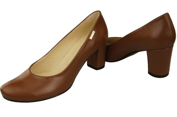Dámská obuv Classic Brown Natural Leather Almond Nose pumps 201 ElitaBut