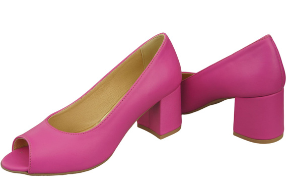 Dámská obuv PEEP TOE Fuchsia Lodičky z přírodní kůže s potaženým podpatkem 192 ElitaBut