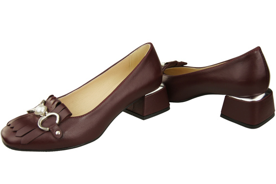 Dámská obuv Dámské lodičky se střapcem Maroon Natural leather 195 ElitaBut