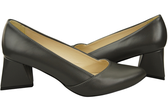 Dámské Lodičky Grafit Pravá Kůže Špičatá Špička Podpatek ElitaBut 221