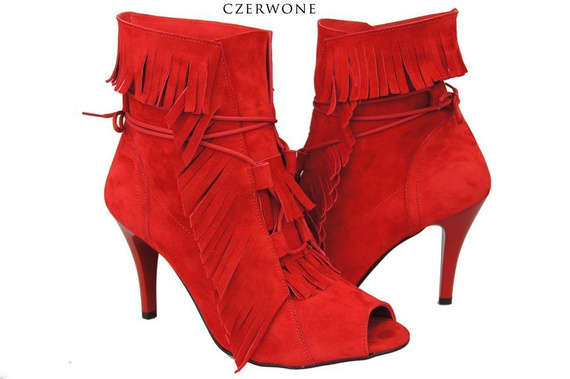 Dámská obuv Dámské lodičky s vysokou špičkou ze semišové kůže Červená 964 ElitaBut