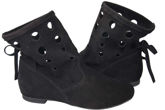 Obuv Dámské kozačky z přírodní kůže Velour Black 160 ElitaBut