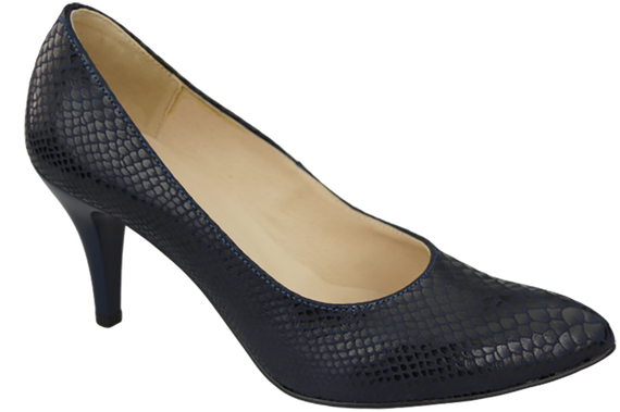 Dámská obuv Navy blue pumps Snake motif Natural leather 150 ElitaBut