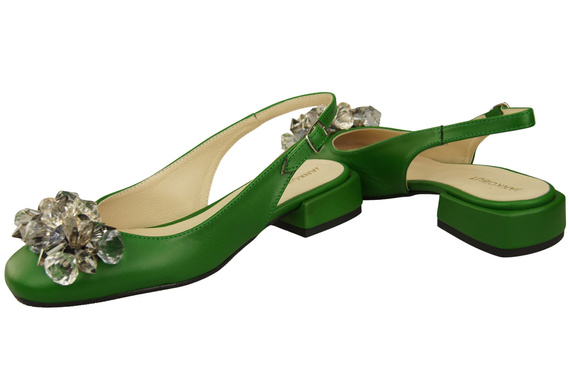 Dámská obuv Zelené sandály s krystaly Přírodní kůže 215 ElitaBut