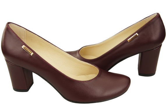 Dámské boty Classic Maroon Natural Leather Almond Nose pumps 201 ElitaBut