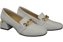 Dámské boty White with Embellished Chain Moccasin pumps Přírodní kůže 193 ElitaBut