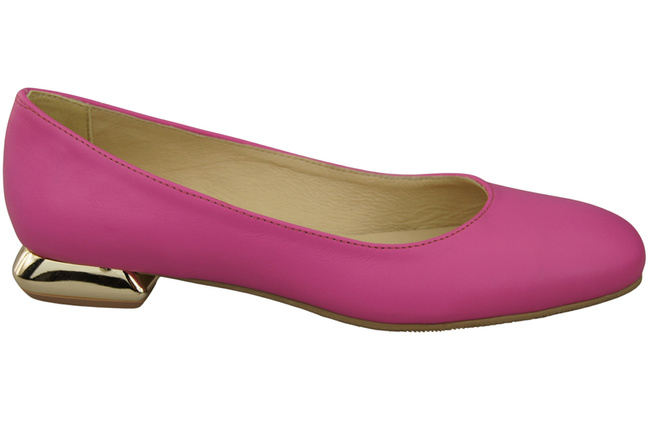 Dámská plochá obuv Fuchsiové lodičky Ozdobný podpatek Přírodní kůže 209 ElitaBut