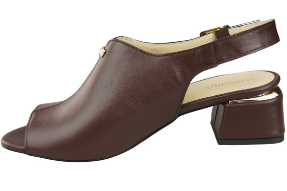 Dámská obuv Čokoládové sandály se zlatou přezkou Přírodní kůže 198 ElitaBut