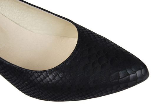 Dámská obuv Dámské kožené lodičky s motivem šupin Černá 927 ElitaBut