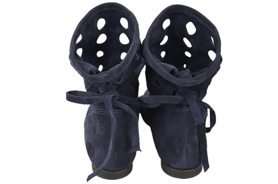 Dámské kozačky z přírodní kůže Velour navy blue 160 ElitaBut