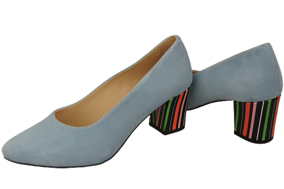 Dámská obuv Blue Suede Natural Leather Decorative Heel 158 With ElitaBut