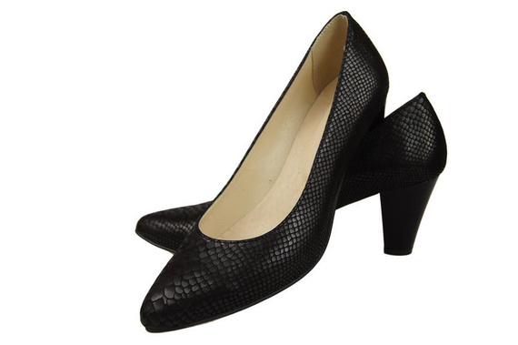 Dámská obuv Dámské kožené lodičky s motivem šupin Černá 927 ElitaBut