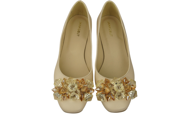 Dámské béžové lodičky s krystaly z přírodní kůže 216 ElitaBut