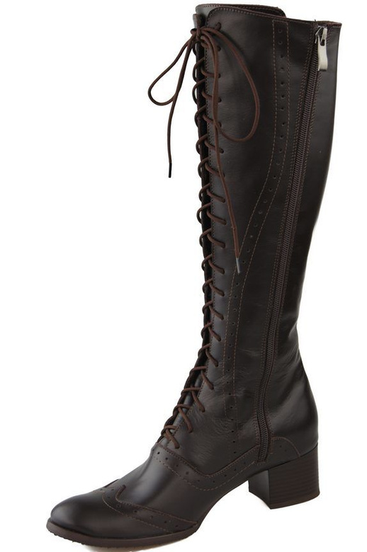 Dámské kozačky Chocolate lace-up z přírodní kůže 595 ElitaBut