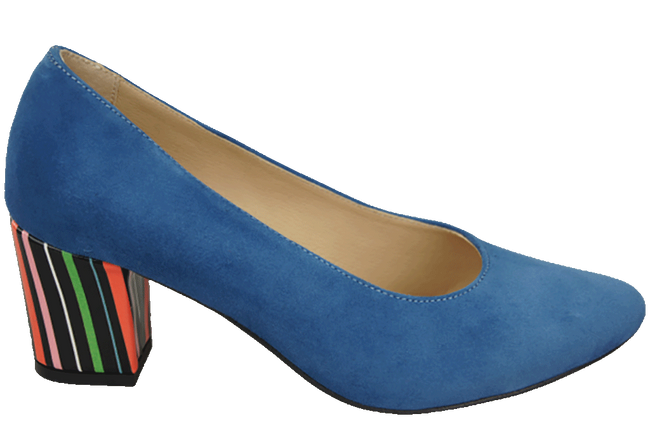 Dámská obuv Blue Suede Natural Leather Decorative Heel 158 With ElitaBut