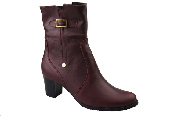 Dámské kozačky Maroon zateplené přírodní kůže 882 Z ElitaBut