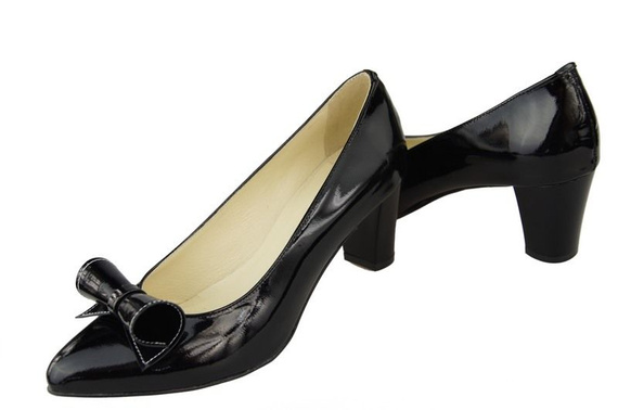 Dámská obuv Dámské kožené lodičky Black Lacquer 975 ElitaBut