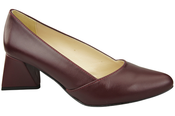 Dámské Lodičky Maroon Pravá Kůže Špičatá Špička Podpatek ElitaBut 221