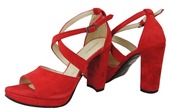 Dámská obuv Červené semišové kožené sandály 114 ElitaBut