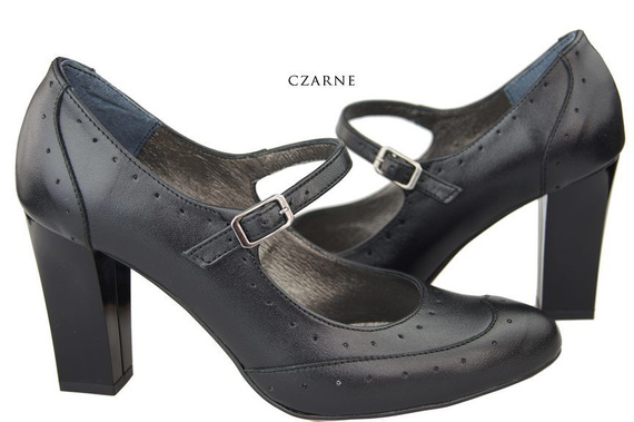 Dámská obuv Přírodní kožené lodičky Černá 958 ElitaBut